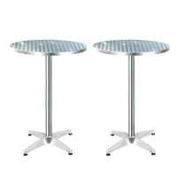 2pcs Outdoor Bar Table Furniture Adjustable Aluminium Cafe Table Round Kings Warehouse 