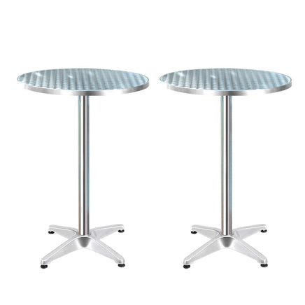 2pcs Outdoor Bar Table Furniture Adjustable Aluminium Cafe Table Round Kings Warehouse 