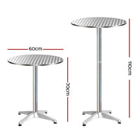 2pcs Outdoor Bar Table Furniture Adjustable Aluminium Cafe Table Round Kings Warehouse 