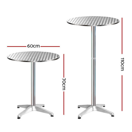 2pcs Outdoor Bar Table Furniture Adjustable Aluminium Cafe Table Round Kings Warehouse 