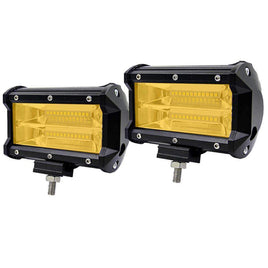 2x 5inch Flood LED Light Bar Offroad Boat Work Driving Fog Lamp Truck Yellow Kings Warehouse
