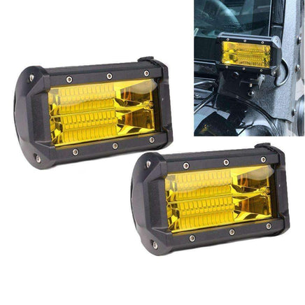 2x 5inch Flood LED Light Bar Offroad Boat Work Driving Fog Lamp Truck Yellow Kings Warehouse 