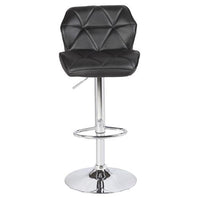 2X Black Bar Stools Faux Leather Mid High Back Adjustable Crome Base Gas Lift Swivel Chairs Bar Stools Kings Warehouse 