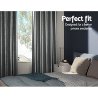 2X Blockout Curtains Blackout Window Curtain Eyelet 140x230cm Grey Shine September Specials Kings Warehouse 