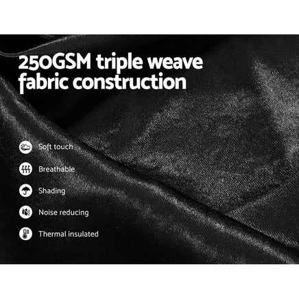 2X Blockout Curtains Blackout Window Curtain Eyelet 300x230cm Black Shine Kings Warehouse 