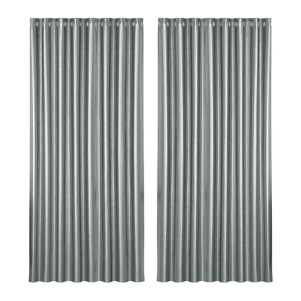 2X Blockout Curtains Blackout Window Curtain Eyelet 300x230cm Grey Shine BestSellers Kings Warehouse 