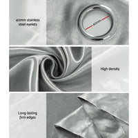 2X Blockout Curtains Blackout Window Curtain Eyelet 300x230cm Grey Shine BestSellers Kings Warehouse 