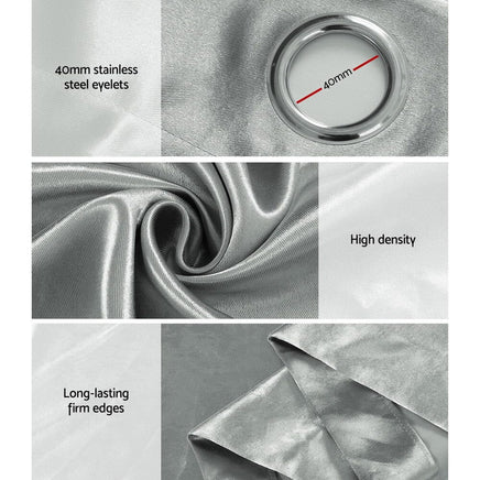 2X Blockout Curtains Blackout Window Curtain Eyelet 300x230cm Grey Shine BestSellers Kings Warehouse 