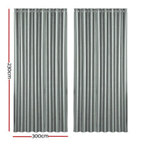2X Blockout Curtains Blackout Window Curtain Eyelet 300x230cm Grey Shine BestSellers Kings Warehouse 