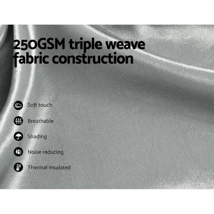 2X Blockout Curtains Blackout Window Curtain Eyelet 300x230cm Grey Shine BestSellers Kings Warehouse 