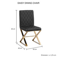2X Dining Chair Stainless Gold Frame & Seat Black PU Leather dining Kings Warehouse 