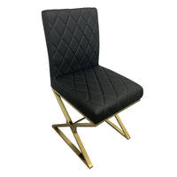 2X Dining Chair Stainless Gold Frame & Seat Black PU Leather dining Kings Warehouse 