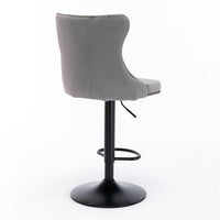 2x Height Adjustable Swivel Bar Stool Velvet Nailhead Barstool with Footrest bar stools Kings Warehouse 