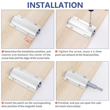 2x Magnetic Push Latches for Cabinets Push to Open Kitchen Hardware for Drawer Cupboard Wardrobe Closet Kings Warehouse 