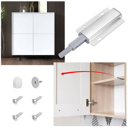 2x Magnetic Push Latches for Cabinets Push to Open Kitchen Hardware for Drawer Cupboard Wardrobe Closet Kings Warehouse 
