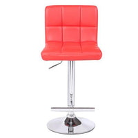 2X Red Bar Stools Faux Leather Mid High Back Adjustable Crome Base Gas Lift Swivel Chairs Bar Stools Kings Warehouse 
