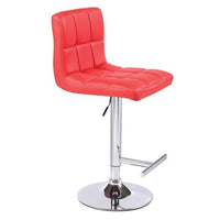 2X Red Bar Stools Faux Leather Mid High Back Adjustable Crome Base Gas Lift Swivel Chairs Bar Stools Kings Warehouse 