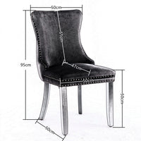 2x Velvet Upholstered Dining Chairs Tufted Wingback Side Chair with Studs Trim Solid Wood Legs for Kitchen dining Kings Warehouse 