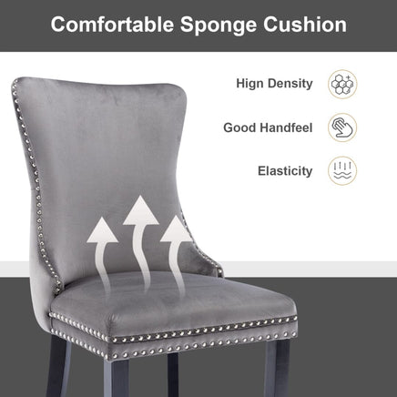2x Velvet Upholstered Dining Chairs Tufted Wingback Side Chair with Studs Trim Solid Wood Legs for Kitchen Kings Warehouse 
