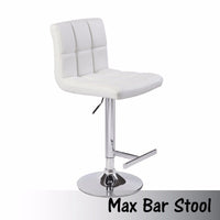 2X White Bar Stools Faux Leather Mid High Back Adjustable Crome Base Gas Lift Swivel Chairs Bar Stools Kings Warehouse 