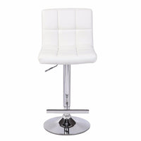 2X White Bar Stools Faux Leather Mid High Back Adjustable Crome Base Gas Lift Swivel Chairs Bar Stools Kings Warehouse 