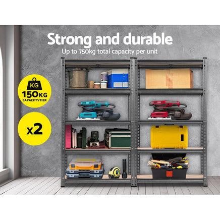 2x1.5M Garage Shelving Warehouse Rack Storage Racking Storage Steel Kings Warehouse 