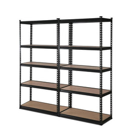 2x1.8M 5-Shelves Steel Warehouse Shelving Racking Garage Storage Rack Black Kings Warehouse 