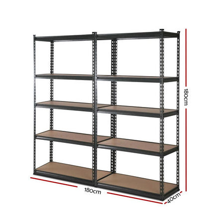 2x1.8M 5-Shelves Steel Warehouse Shelving Racking Garage Storage Rack Grey Kings Warehouse 