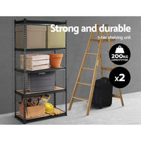 2x1.8M 5-Shelves Steel Warehouse Shelving Racking Garage Storage Rack Grey Kings Warehouse 