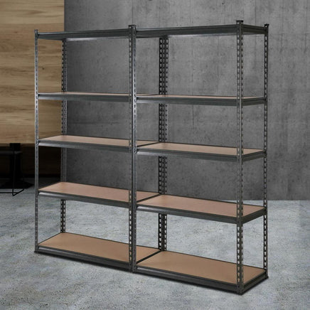 2x1.8M 5-Shelves Steel Warehouse Shelving Racking Garage Storage Rack Grey Kings Warehouse 