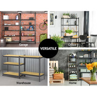 2x1.8M 5-Shelves Steel Warehouse Shelving Racking Garage Storage Rack Grey Kings Warehouse 