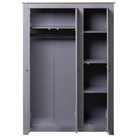 3-Door Wardrobe Grey 118x50x171.5 cm Pine Panama Range Kings Warehouse 