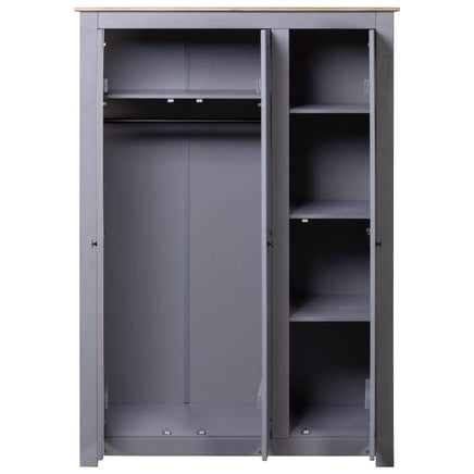 3-Door Wardrobe Grey 118x50x171.5 cm Pine Panama Range Kings Warehouse 