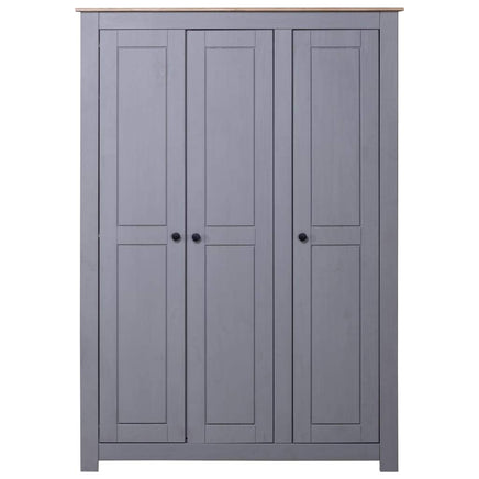 3-Door Wardrobe Grey 118x50x171.5 cm Pine Panama Range Kings Warehouse 