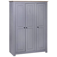 3-Door Wardrobe Grey 118x50x171.5 cm Pine Panama Range Kings Warehouse 
