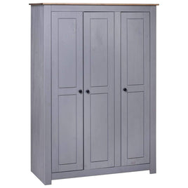 3-Door Wardrobe Grey 118x50x171.5 cm Pine Panama Range Kings Warehouse 