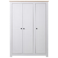3-Door Wardrobe White 118x50x171.5 cm Pine Panama Range bedroom furniture Kings Warehouse 