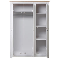 3-Door Wardrobe White 118x50x171.5 cm Pine Panama Range bedroom furniture Kings Warehouse 
