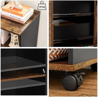 3-Drawer File Cabinet with Open Compartments for A4 Rustic Brown and Black Kings Warehouse 