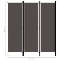 3-Panel Room Divider Anthracite 150x180 cm Kings Warehouse 