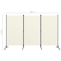3-Panel Room Divider Cream White 260x180 cm Kings Warehouse 