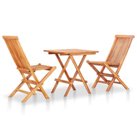 3 Piece Bistro Set with Cream White Cushions Solid Teak Wood Kings Warehouse 
