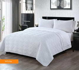 3 piece embossed comforter set king white Kings Warehouse 