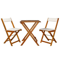 3 Piece Folding Bistro Set with Cushions Solid Acacia Wood Kings Warehouse 