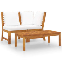 3 Piece Garden Lounge Set with Cream Cushion Solid Acacia Wood Kings Warehouse 