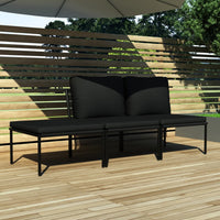 3 Piece Garden Lounge Set with Cushions Black PVC Kings Warehouse 