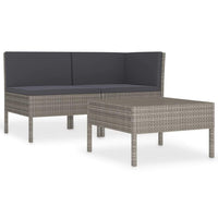 3 Piece Garden Lounge Set with Cushions Poly Rattan Black Kings Warehouse 