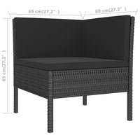 3 Piece Garden Lounge Set with Cushions Poly Rattan Black Outdoor Furniture Kings Warehouse 