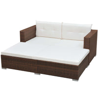 3 Piece Garden Lounge Set with Cushions Poly Rattan Brown Kings Warehouse 