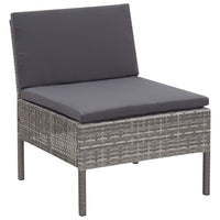 3 Piece Garden Lounge Set with Cushions Poly Rattan Grey Outdoor Furniture Kings Warehouse 